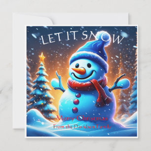 Schneemann : Personalisiert Retro Weihnachtskarte Karte