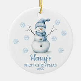 Schneemann Personalisiertes erstes Weihnachten des Keramik Ornament