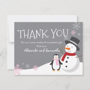 Schneemann Pinguin Winter Wonderland Dankeskarten