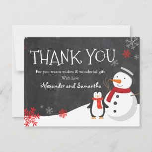 Schneemann Pinguin Winter Wonderland Dankeskarten