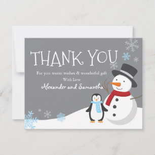 Schneemann Pinguin Winter Wonderland Dankeskarten
