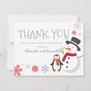 Schneemann Pinguin Winter Wonderland Dankeskarten