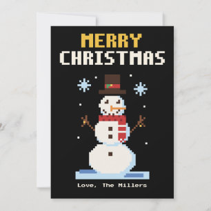 Schneemann-Pixel-Art-Weihnachtskarte Feiertagskarte