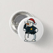 Schneemann Polizeibeamter Weihnachten 2026 Feierta Button (Vorne & Hinten)