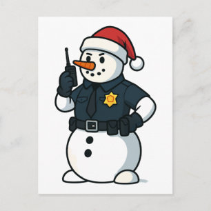 Schneemann Polizeibeamter Weihnachten 2026 Feierta Postkarte