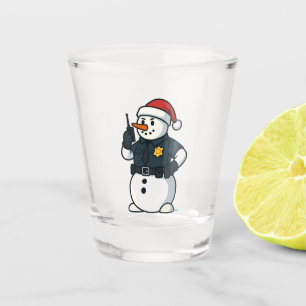 Schneemann Polizeibeamter Weihnachten 2026 Feierta Schnapsglas
