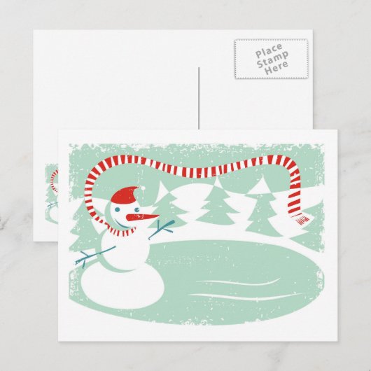Schneemann Postkarte (Vorne/Hinten)