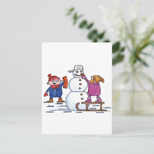 Schneemann Postkarte (Stehend Vorderseite)