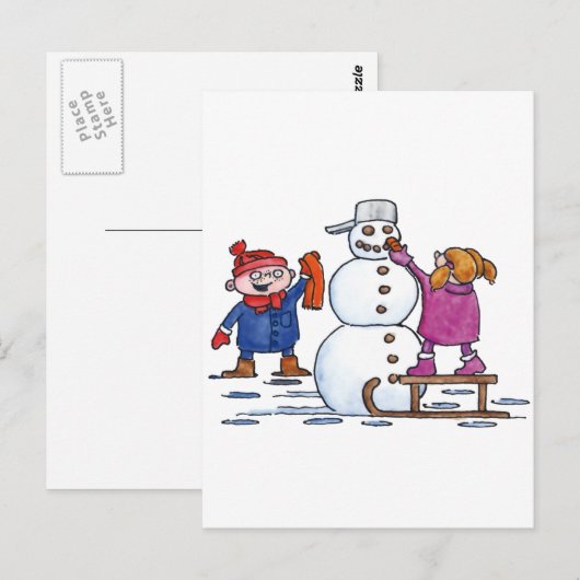 Schneemann Postkarte (Vorne/Hinten)
