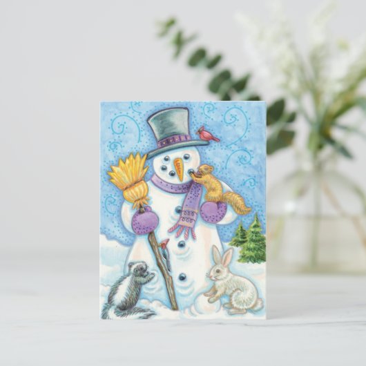 Schneemann Postkarte (Stehend Vorderseite)
