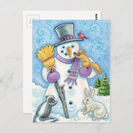 Schneemann Postkarte (Vorne/Hinten)