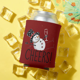 Schneemann Prostet Wein Weihnachten Lustiges Xmas  Dosenkühler