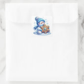 Schneemann Quadratischer Aufkleber (Tasche)