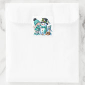 Schneemann Quadratischer Aufkleber (Tasche)