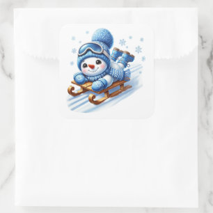 Schneemann Quadratischer Aufkleber