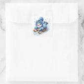 Schneemann Quadratischer Aufkleber (Tasche)