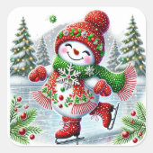 Schneemann Quadratischer Aufkleber (Vorderseite)