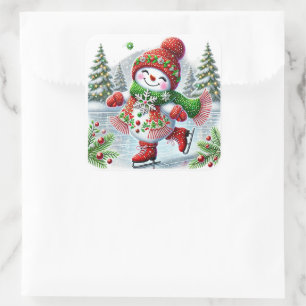 Schneemann Quadratischer Aufkleber
