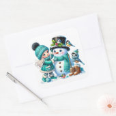 Schneemann Quadratischer Aufkleber (Umschlag)