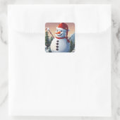 Schneemann Quadratischer Aufkleber (Tasche)