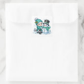 Schneemann Quadratischer Aufkleber (Tasche)