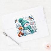 Schneemann Quadratischer Aufkleber (Umschlag)