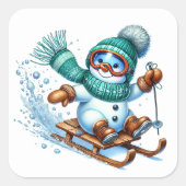 Schneemann Quadratischer Aufkleber (Vorderseite)