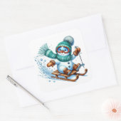 Schneemann Quadratischer Aufkleber (Umschlag)