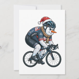 Schneemann Radfahrer Weihnachten 2026 Feiertagsrad Dankeskarte