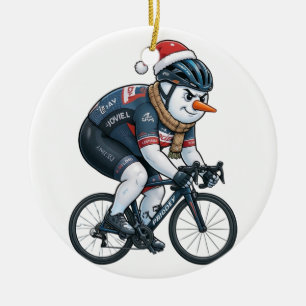 Schneemann Radfahrer Weihnachten 2026 Feiertagsrad Keramik Ornament