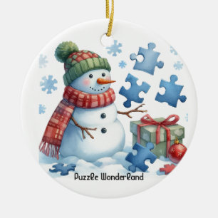 Schneemann-Rätsel-Wunderland Keramik Ornament