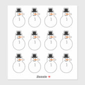 Schneemann (rechts) Winterferien Aufkleber (Blatt)
