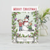 Schneemann Retro Festiver Winter Weihnachten (Stehend Vorderseite)