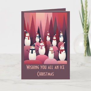 Schneemann Rosa Thema Design Kitschy Weihnachten Karte