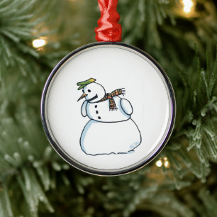 Schneemann runde Premium-Dekoration Ornament Aus Metall