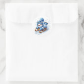 Schneemann Runder Aufkleber (Tasche)