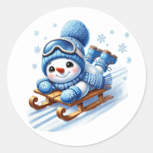 Schneemann Runder Aufkleber