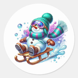 Schneemann Runder Aufkleber