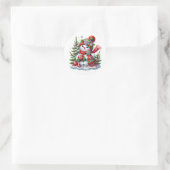 Schneemann Runder Aufkleber (Tasche)
