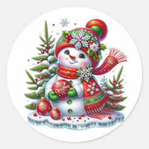 Schneemann Runder Aufkleber