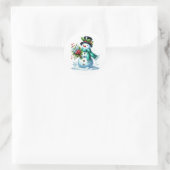Schneemann Runder Aufkleber (Tasche)