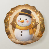 Schneemann Rundes Kissen (Rückseite)