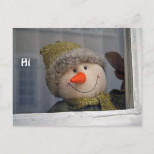 Schneemann sagt "hi" postkarte