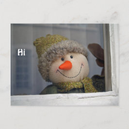 Schneemann sagt "hi" postkarte