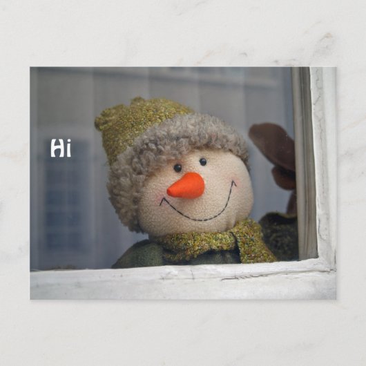 Schneemann sagt "hi" postkarte (Vorderseite)