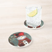 Schneemann Sandstein Untersetzer (Seite)