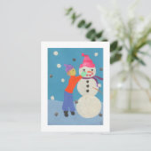Schneemann schaffen postkarte (Stehend Vorderseite)