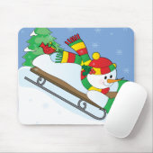 Schneemann-Schlitten Mousepad (Mit Mouse)