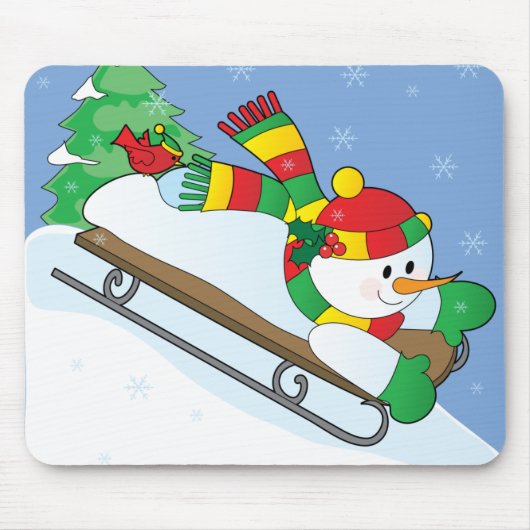 Schneemann-Schlitten Mousepad (Vorne)