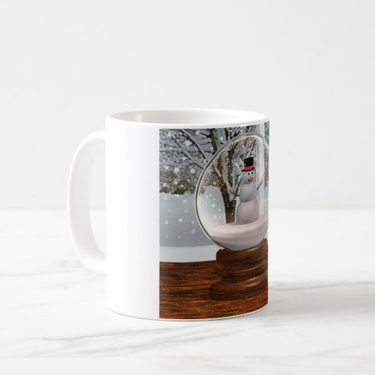 Schneemann-Schnee-Kugel Kaffeetasse (Vorderseite Links)